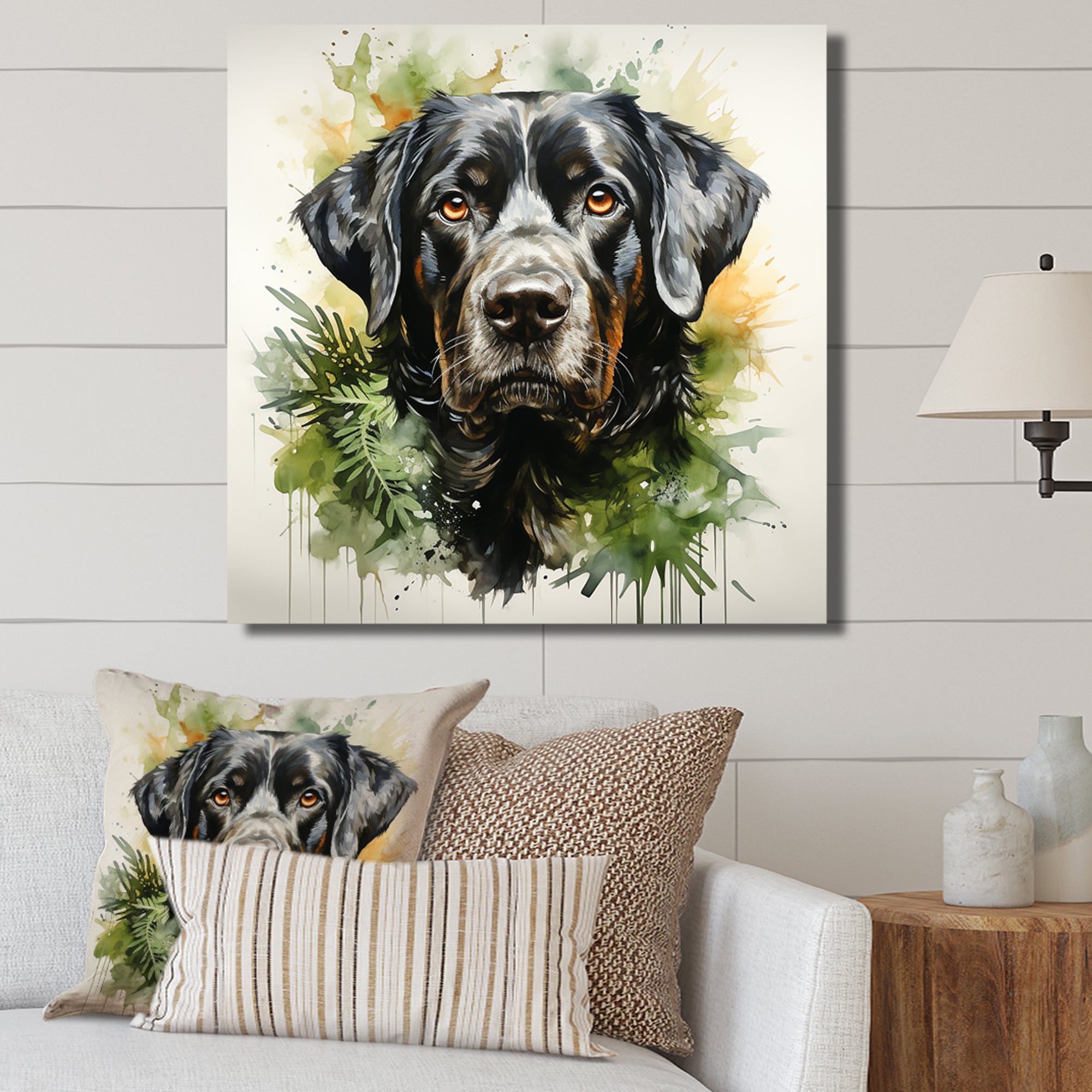 Tropical Labrador Dog Portrait - Dog Wall Art Prints