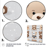 Brown and grey Teady bear nursery - Bear Large Canvas Wall Art