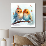 Blue and yellow Bird Buddies Winter Adventure - Bird Canvas Wall Art