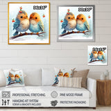 Blue and yellow Bird Buddies Winter Adventure - Bird Canvas Wall Art