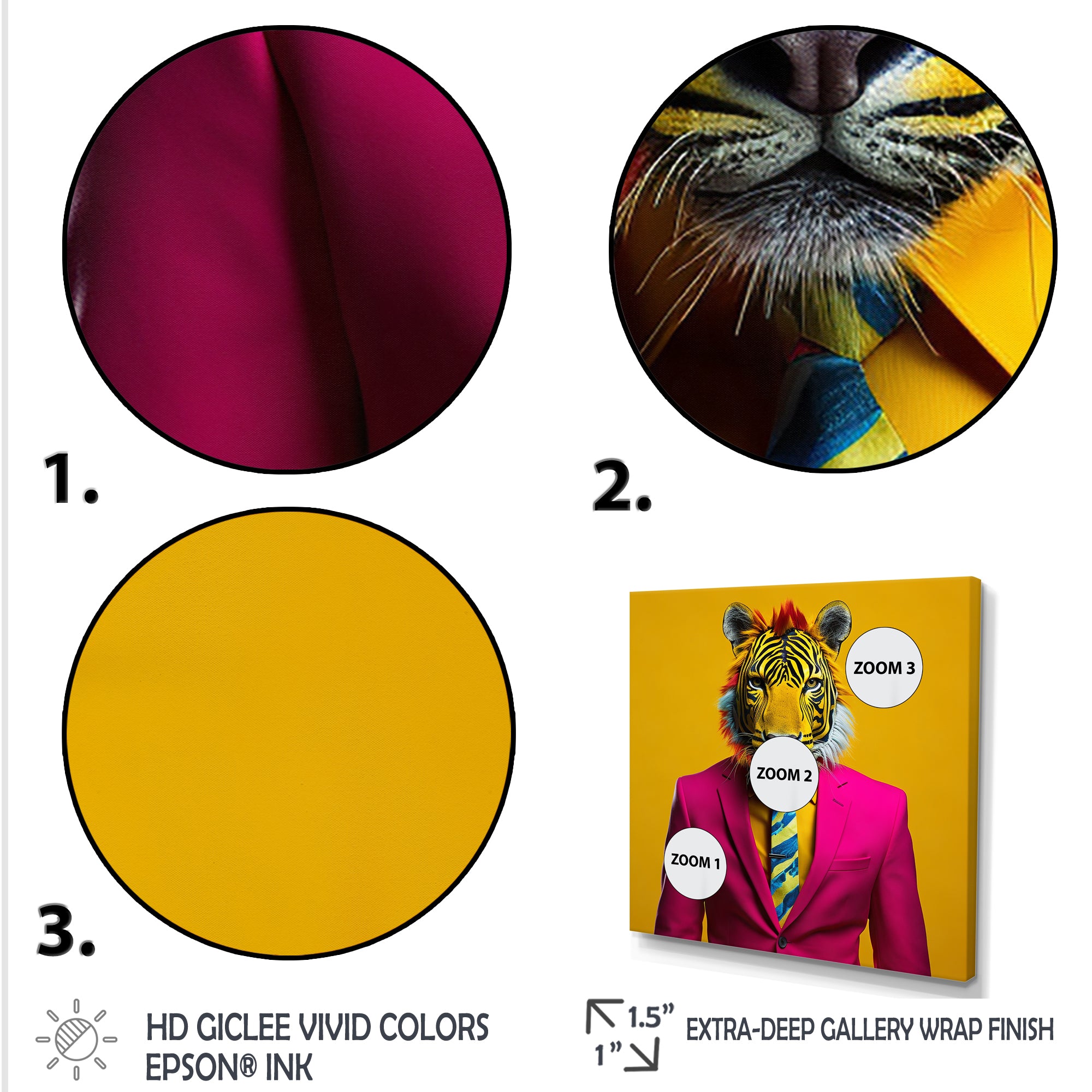 Pink suited up tiger - Tiger Fashion Framed Canvas Art