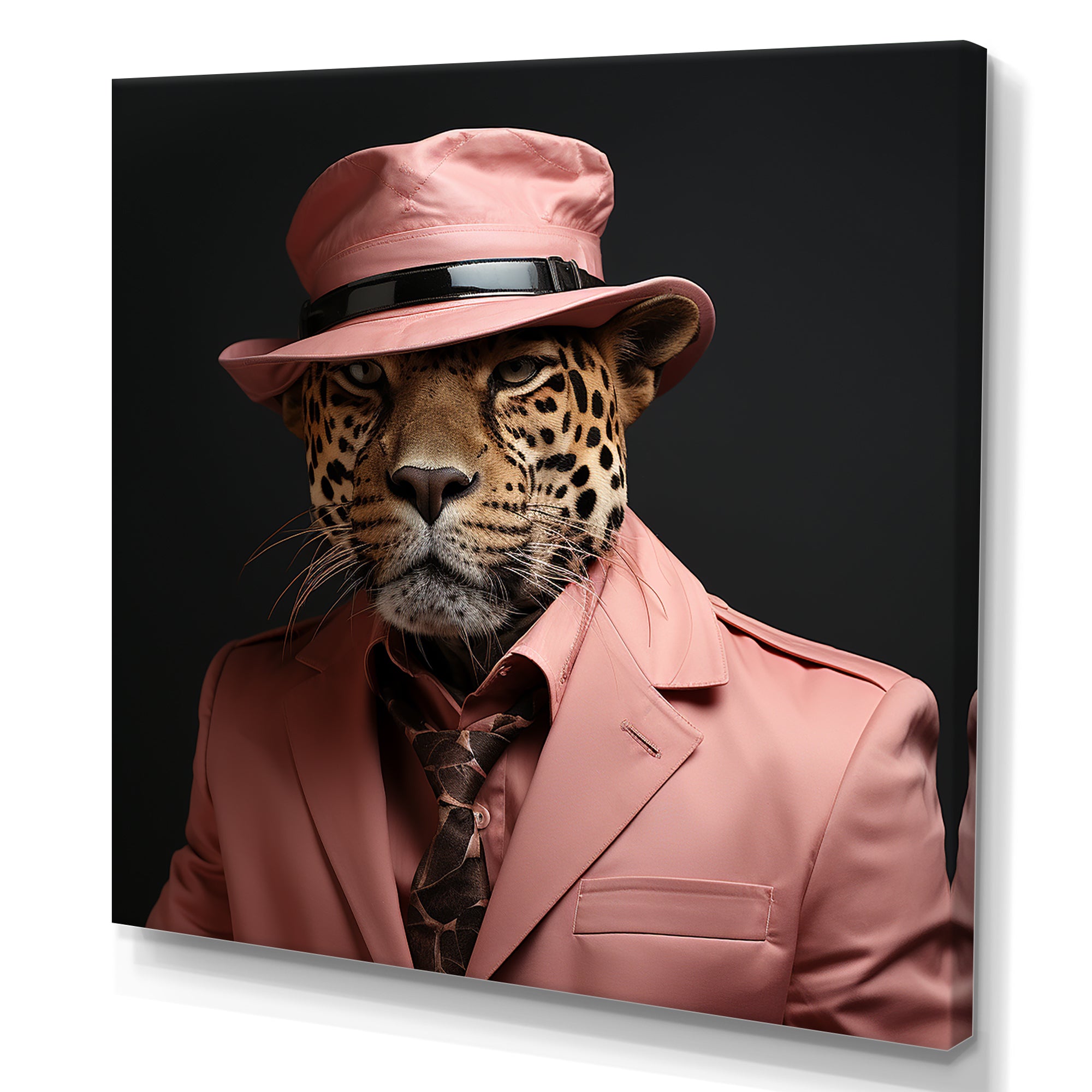Pink suited up cheetah - Cheetah Fashion Home Decor Art