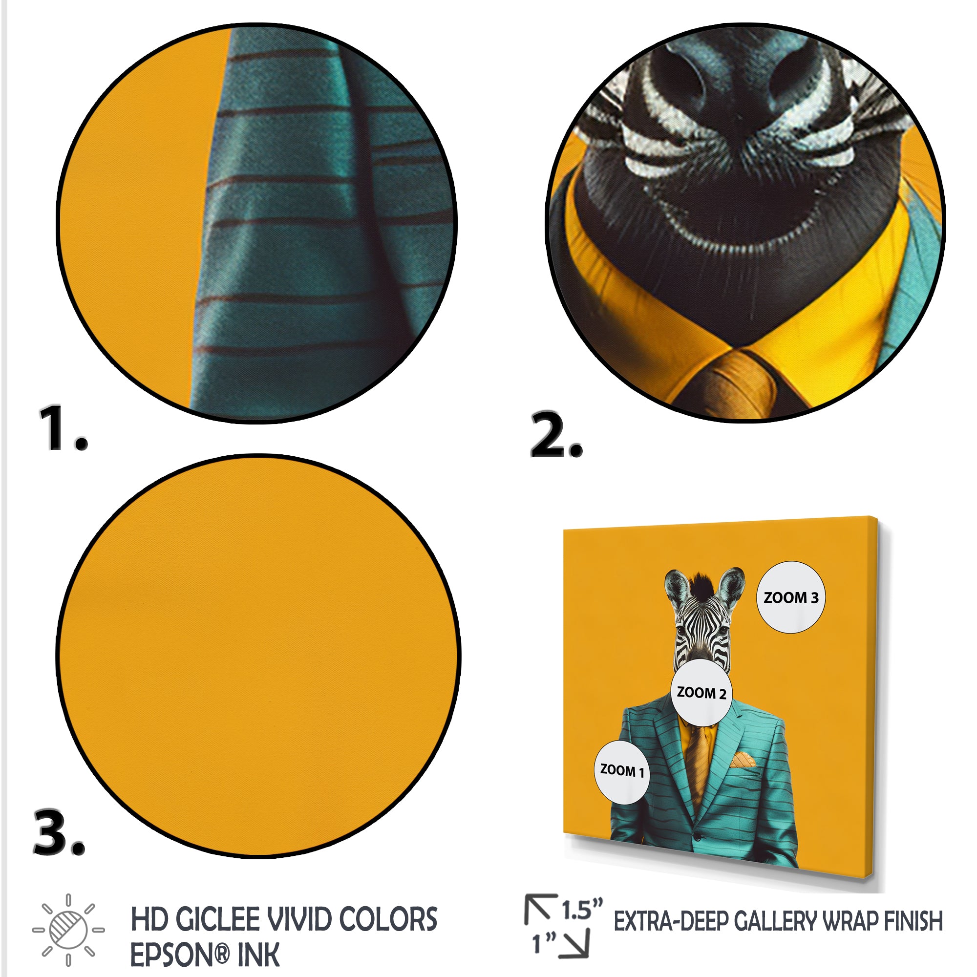 Yellow and blue suited up zebra - Zebra Fashion Wall Decor
