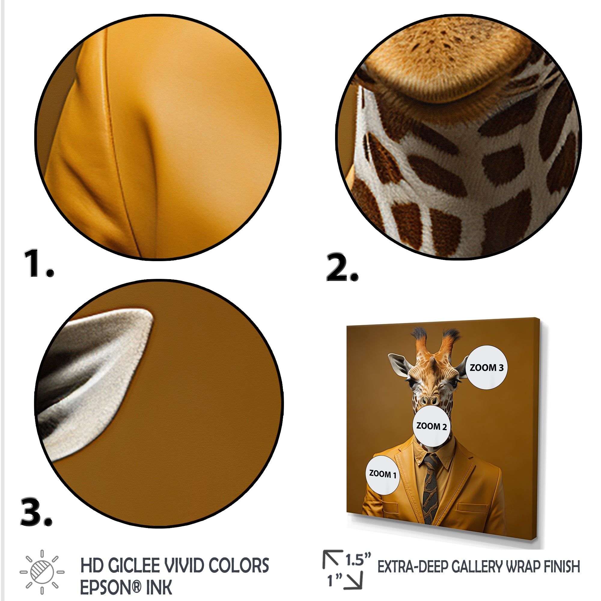 Yellow and brown suited up fashion giraffe - Giraffe Fashion Wall Decor