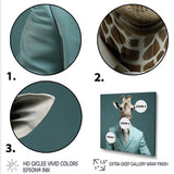 Blue and grey suited up fashion giraffe - Giraffe Fashion Wall Art Prints