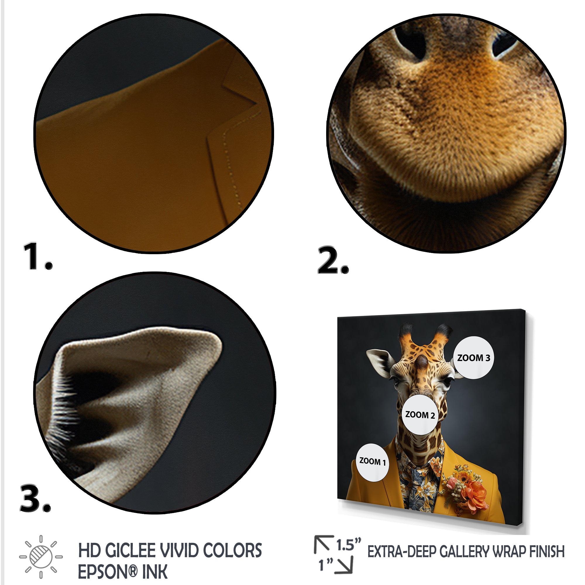 Yellow and black suited up fashion giraffe - Yellow Giraffe Fashion Wall Art