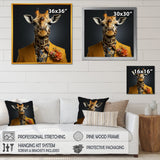 Yellow and black suited up fashion giraffe - Yellow Giraffe Fashion Wall Art