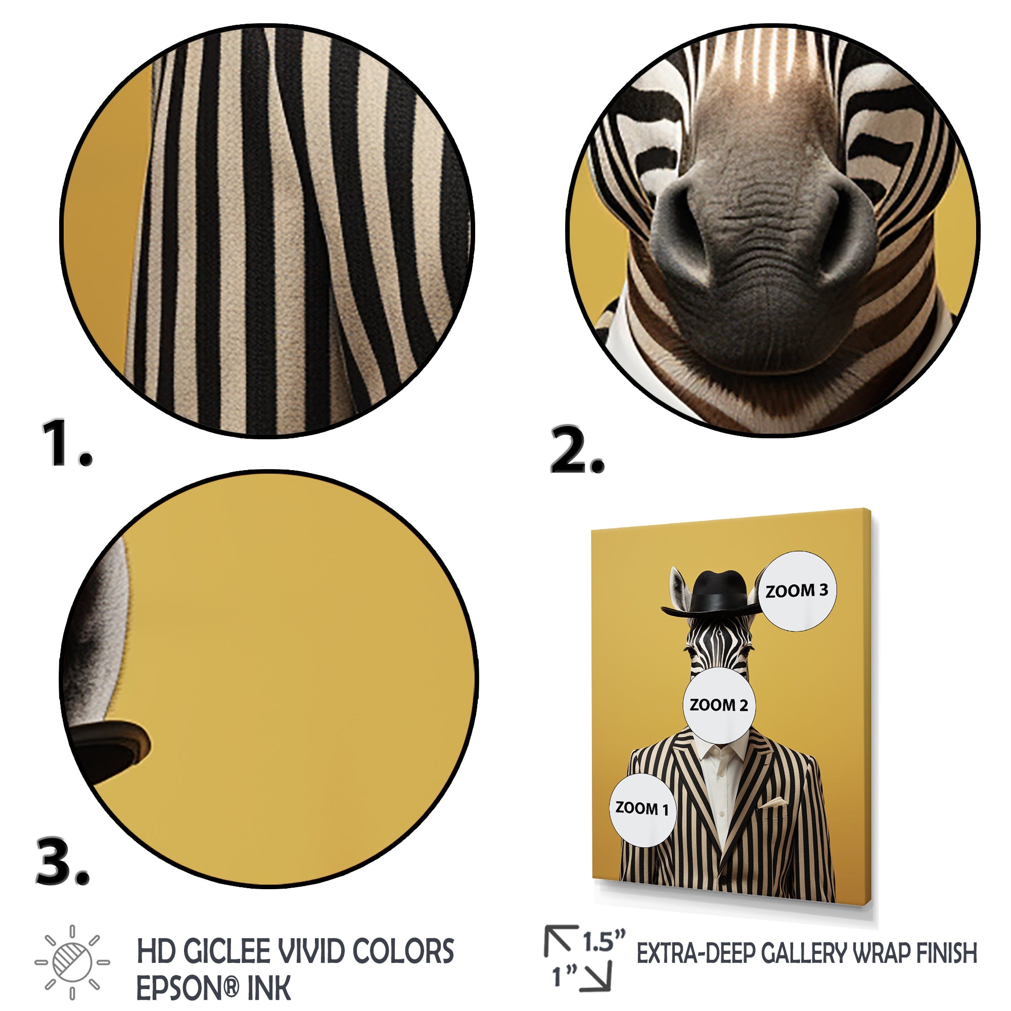 Chic Zebra suit - Yellow Zebra Fashion Wall Art