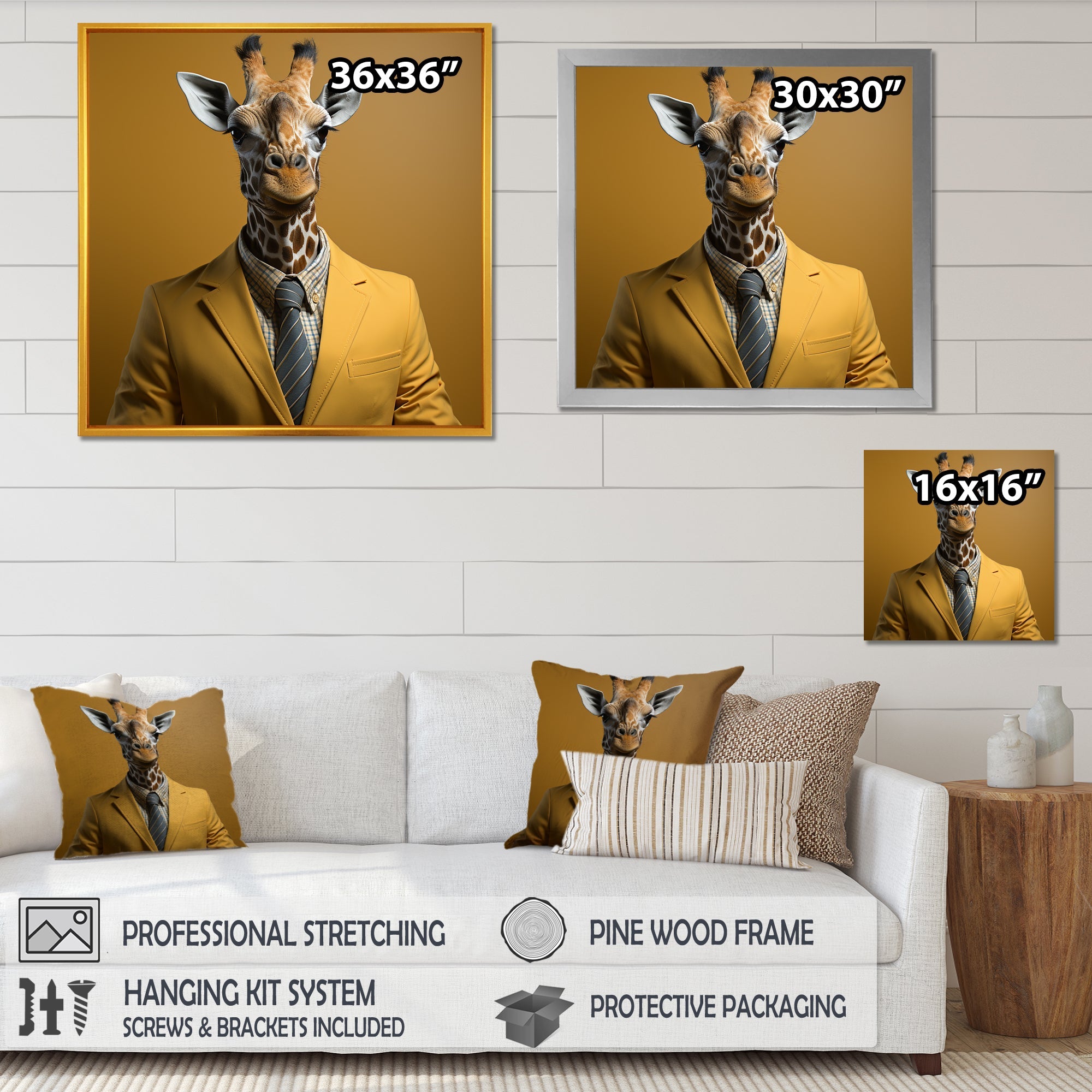 Giraffe in suit fashion Elegance - Giraffe Fashion Home Decor Art