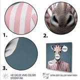 Pink and white Giraffe fashion Elegance - Giraffe Fashion Bedroom Wall Art