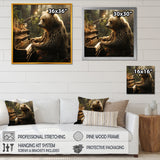 Forest bear playing piano - Bear Large Canvas Wall Art
