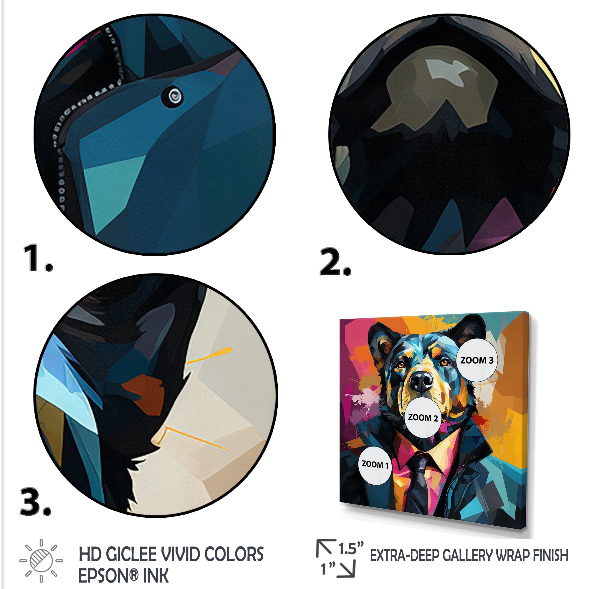 Suit up bear portrait - Bear Canvas Wall Art