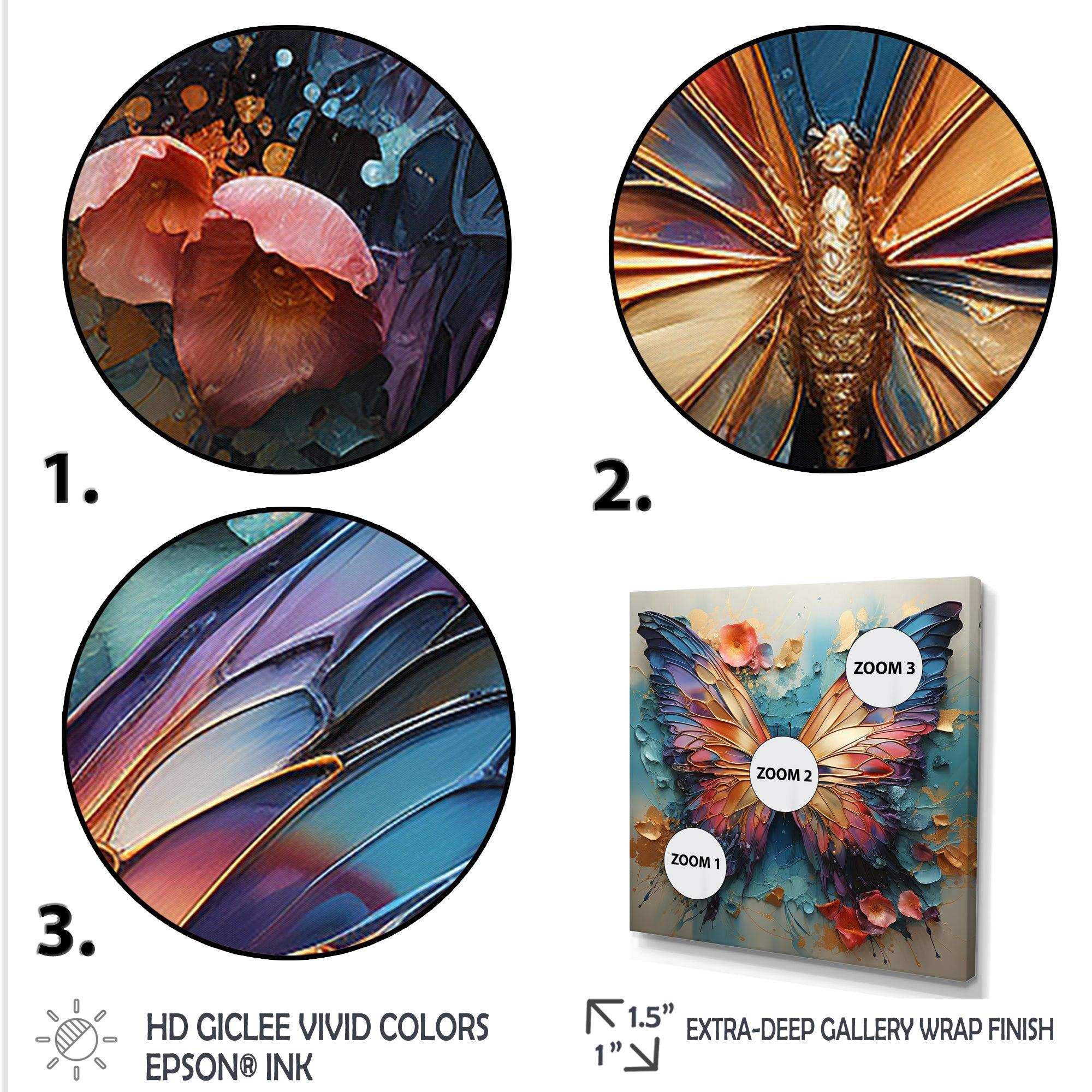 Orange and blue Metallic Butterfly - Animals Canvas Wall Art