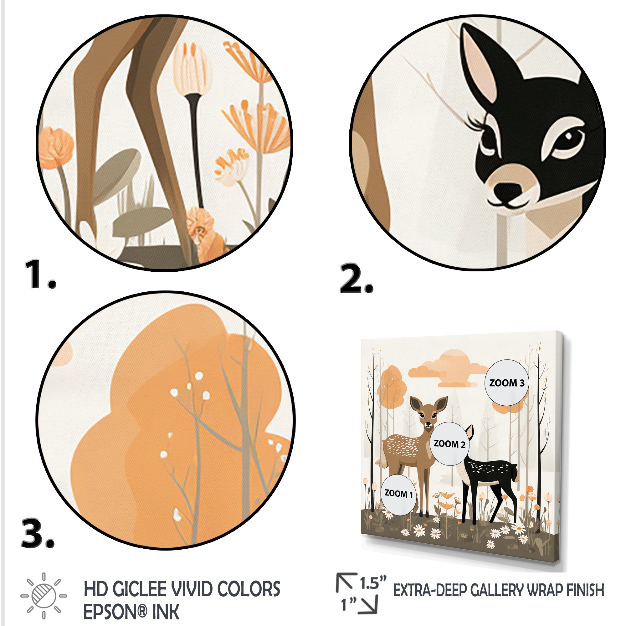 Nursery art deer family in the woods - Deer Home Decor Art