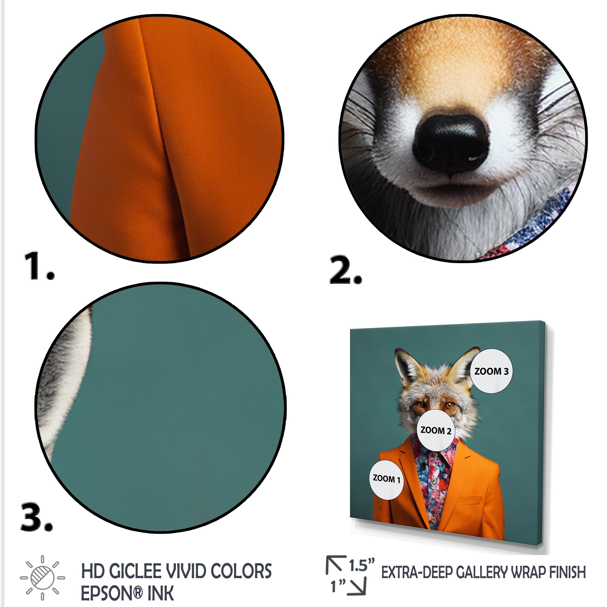 Orange and green suited up fox fashion - Orange Fox Wall Art