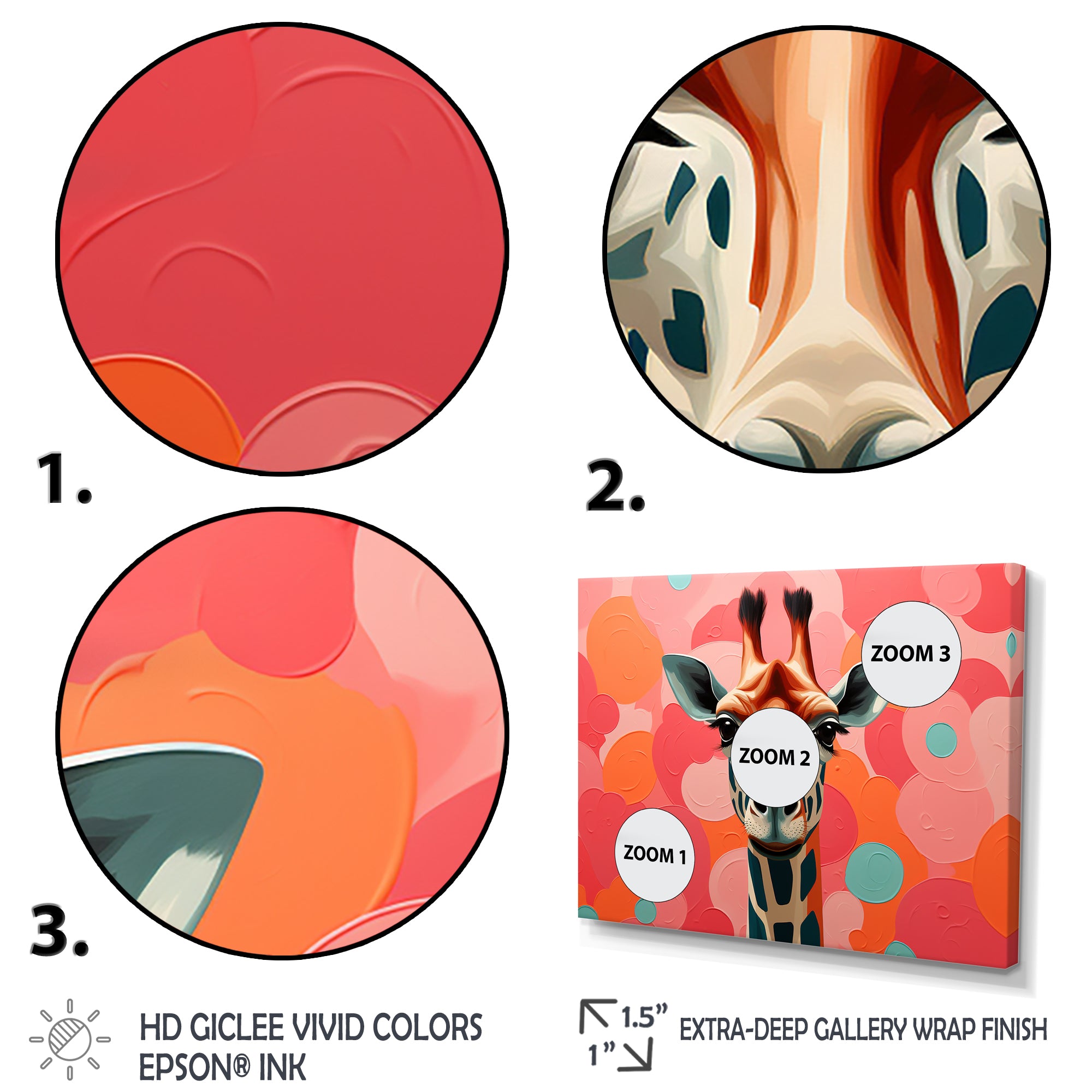 Pink and orange Giraffe Portrait - Pink Giraffe Wall Art