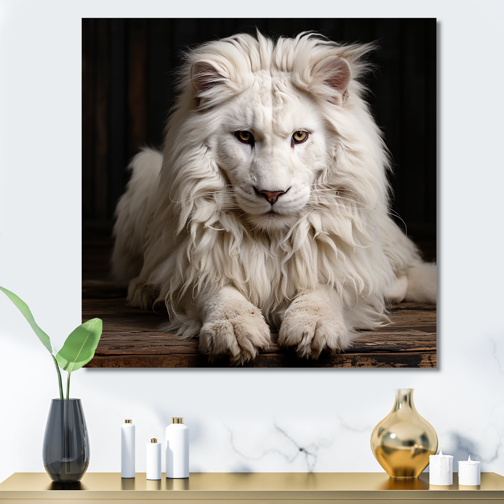Ivory King portrait elegance - Lion Canvas Wall Art