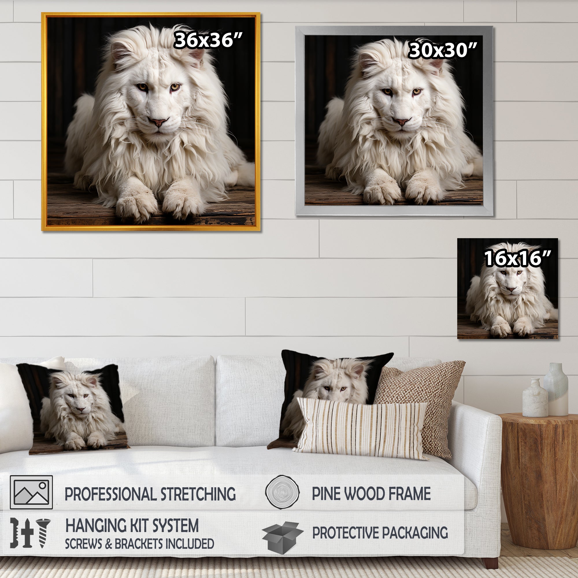Ivory King portrait elegance - Lion Canvas Wall Art