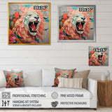 Pink and Grey Lion roar - Pink Lion Wall Art