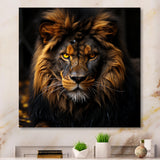Midnight golden lion - Lion Bedroom Wall Art