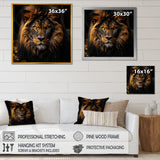 Midnight golden lion - Lion Bedroom Wall Art