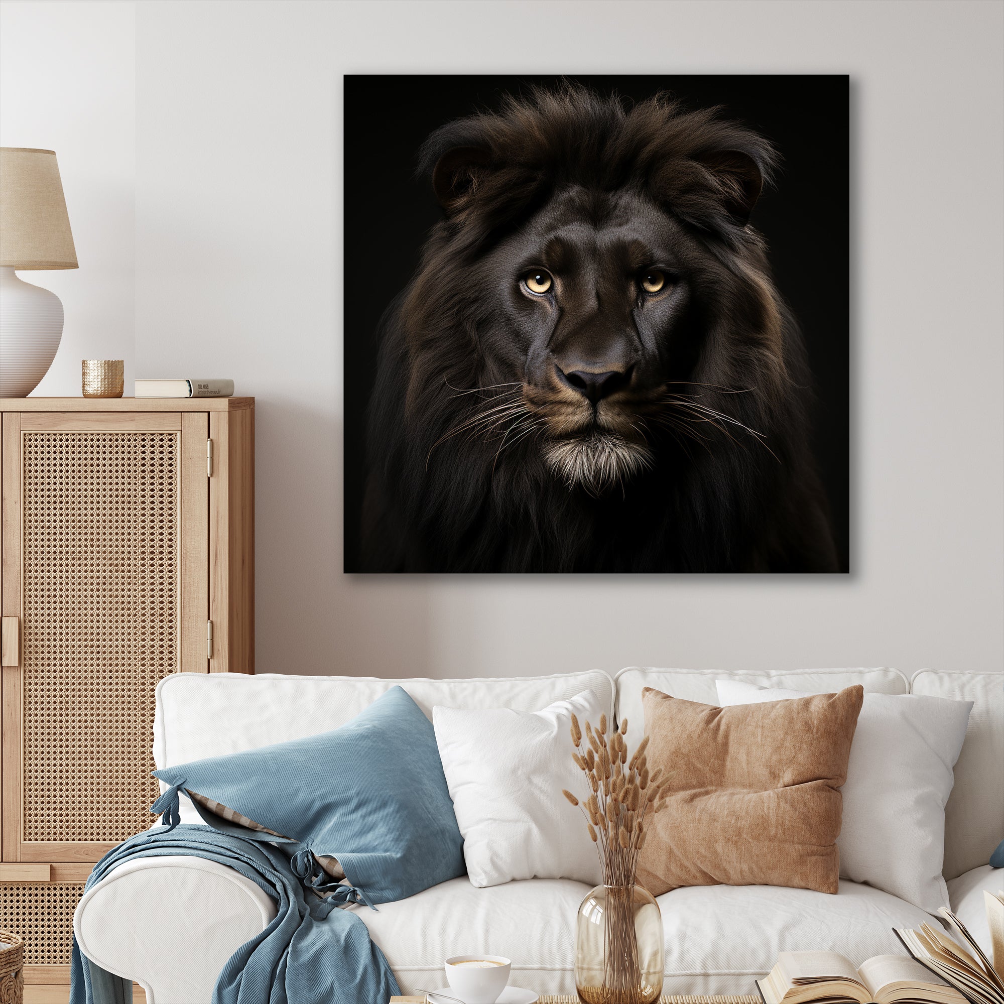 Midnight black lion - Lion Canvas Wall Art