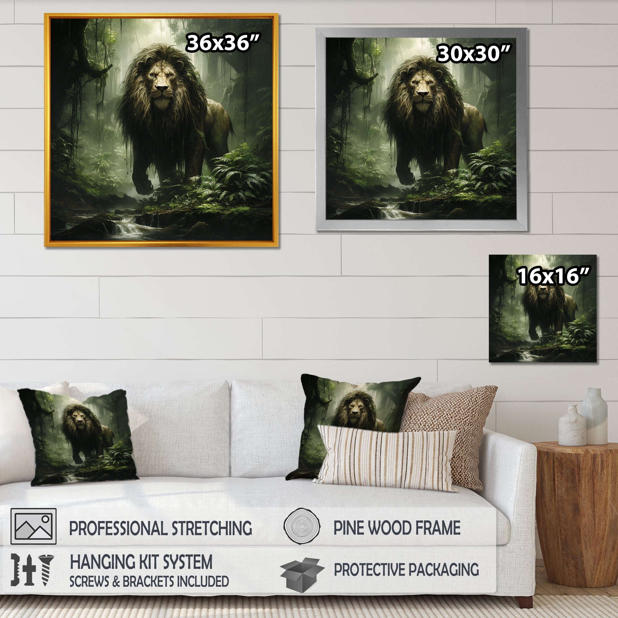 Brown and green Jungle lion Monarch - Lion Wall Art Prints