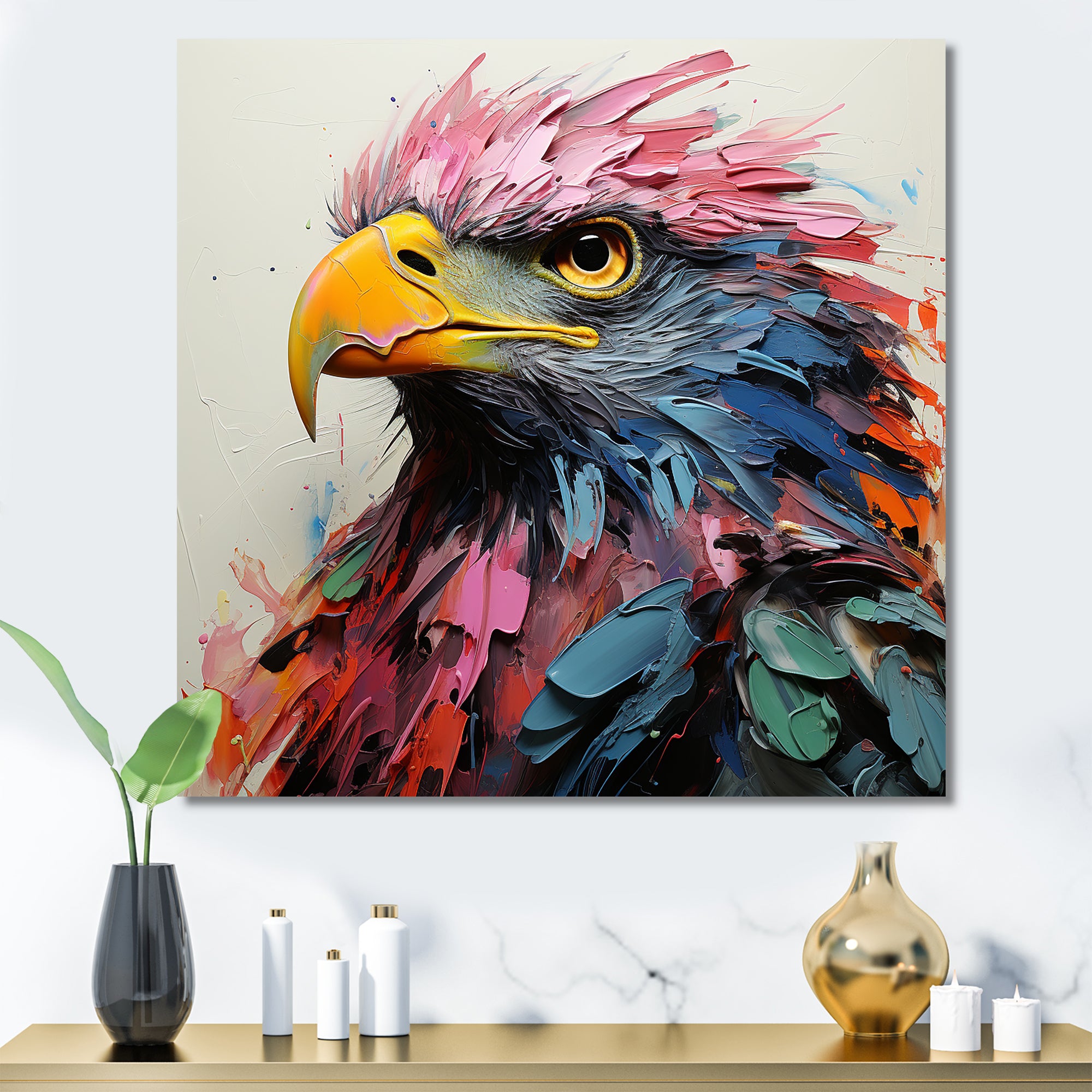 Pink and blue Majesty Eagle - Eagle Home Decor Art