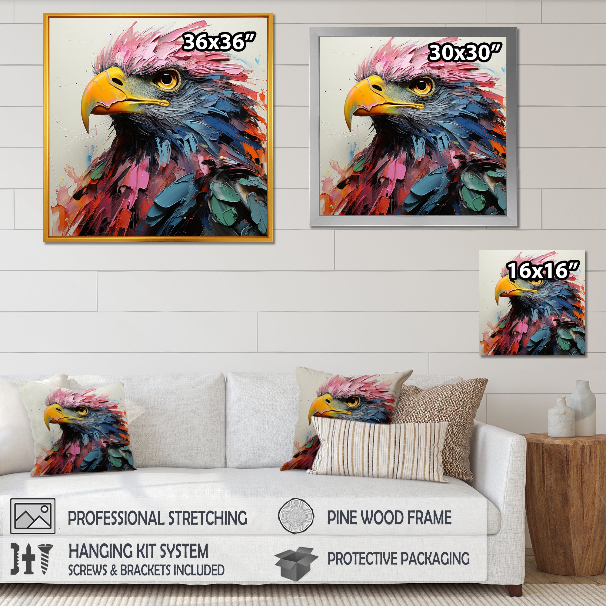 Pink and blue Majesty Eagle - Eagle Home Decor Art