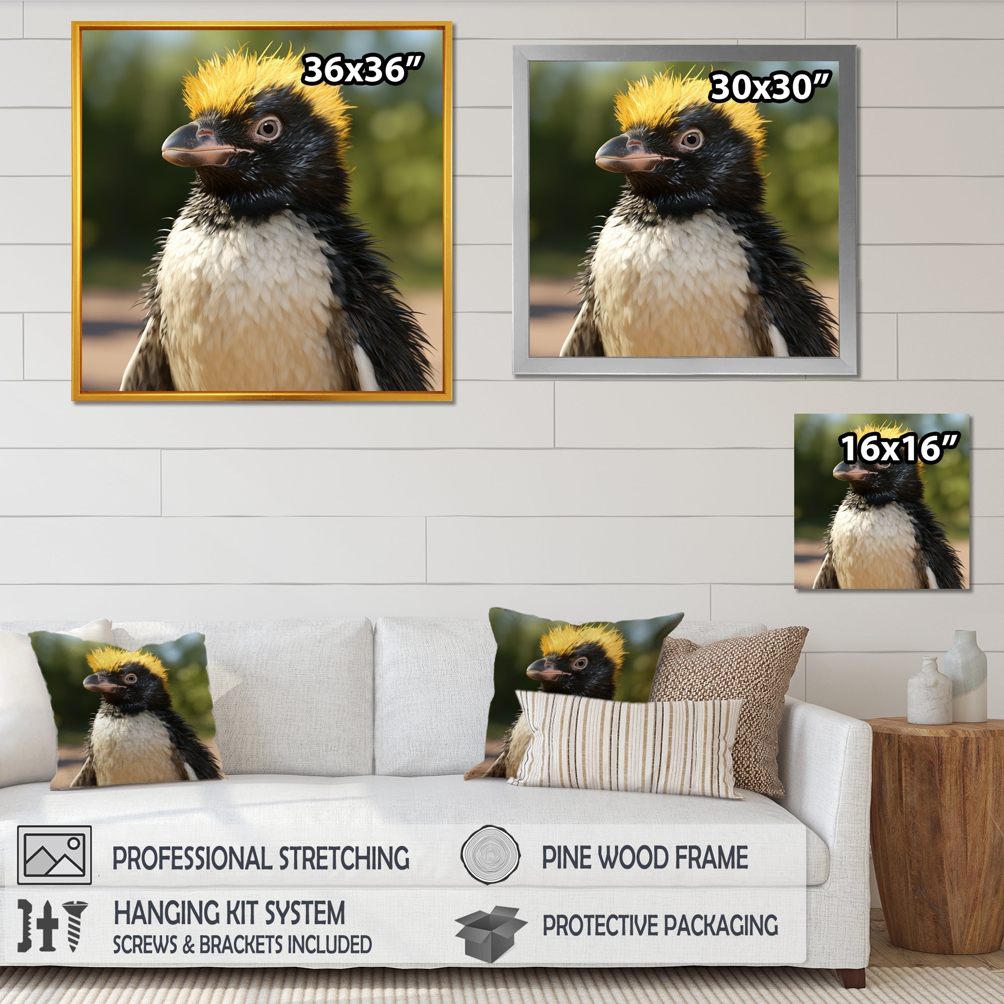 Penguin photo portrait - Black Penguin Wall Art