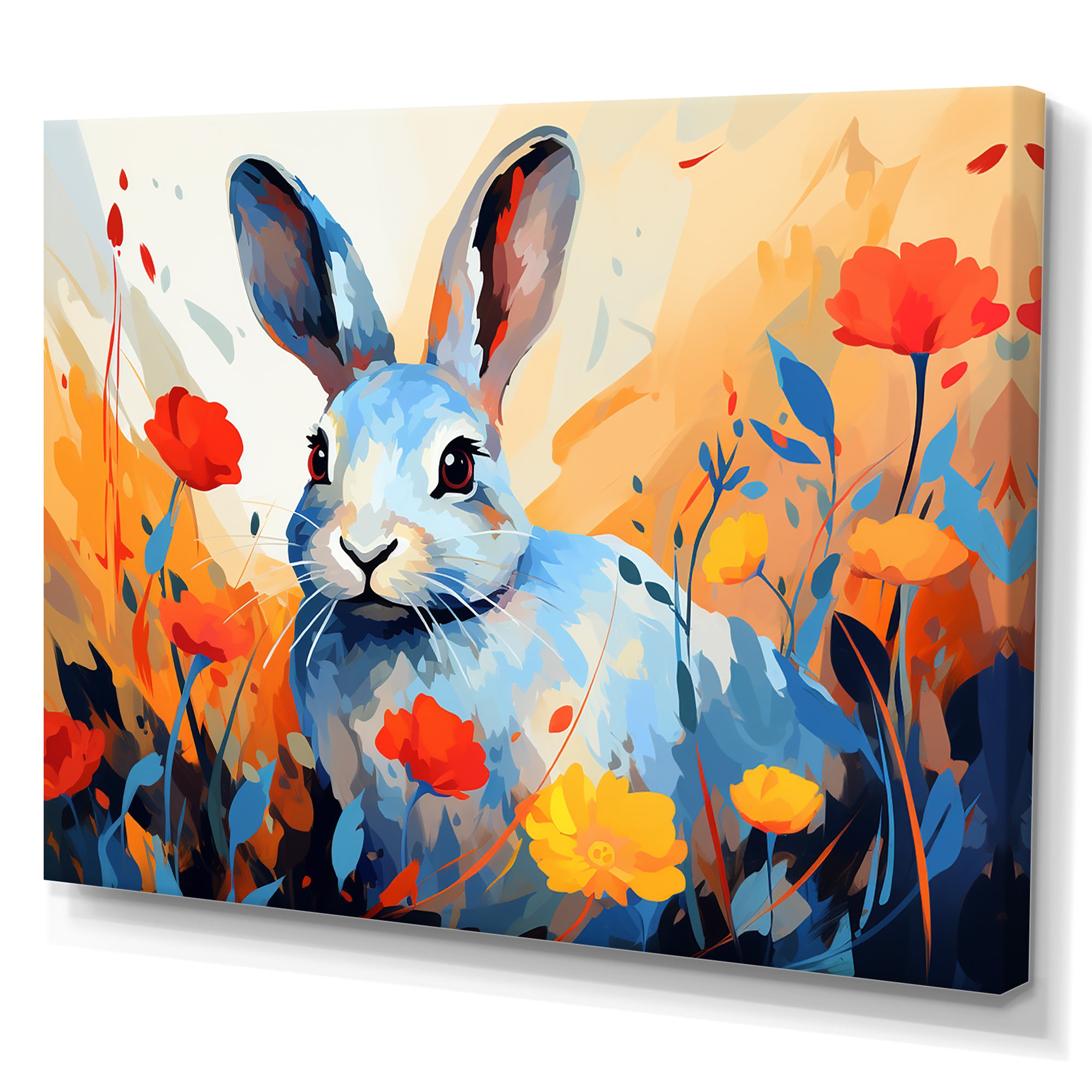 Blue Rabbit flower meadows - Blue Rabbit Wall Art