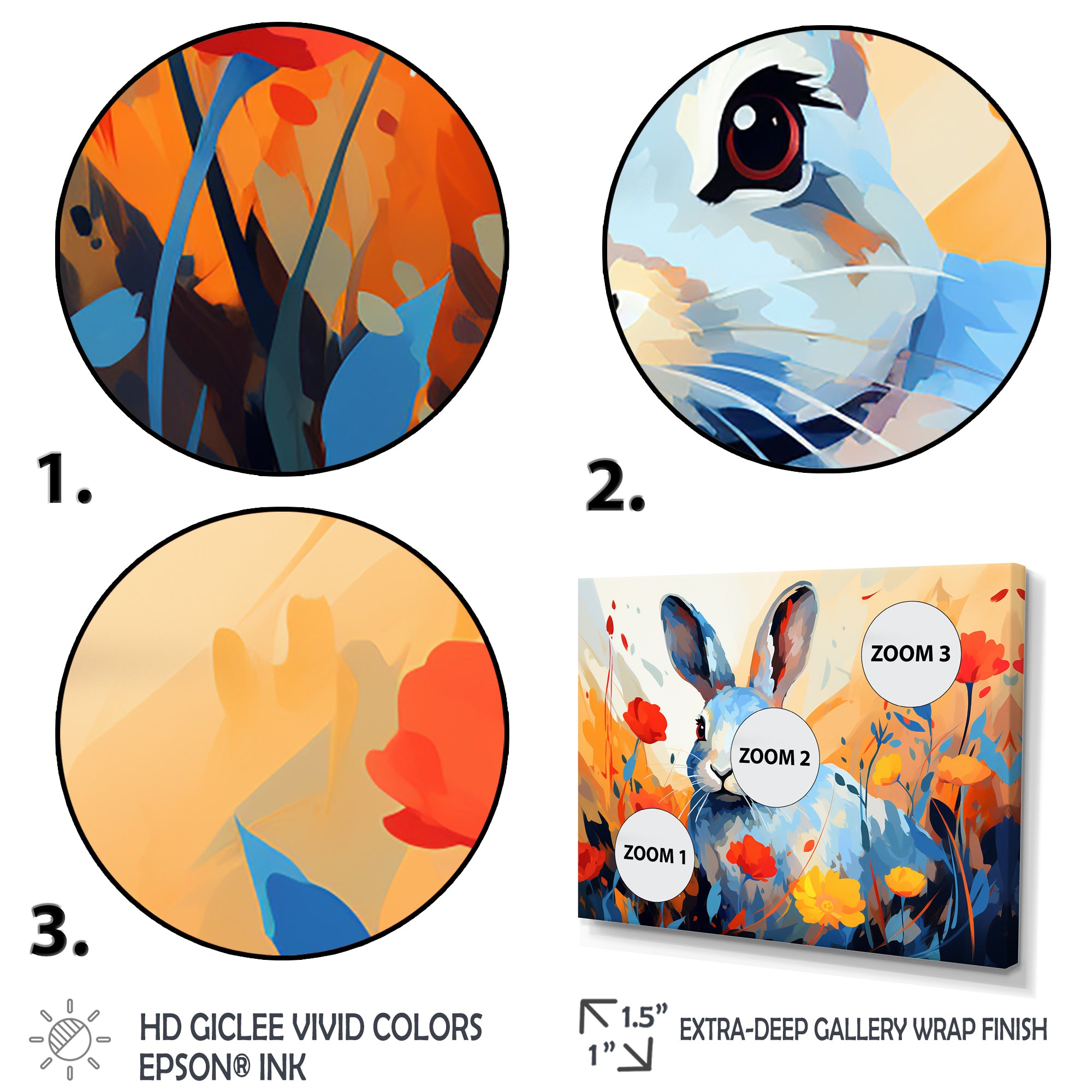 Blue Rabbit flower meadows - Blue Rabbit Wall Art