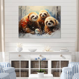 Brown Sloths winter - Brown Sloth Wall Art