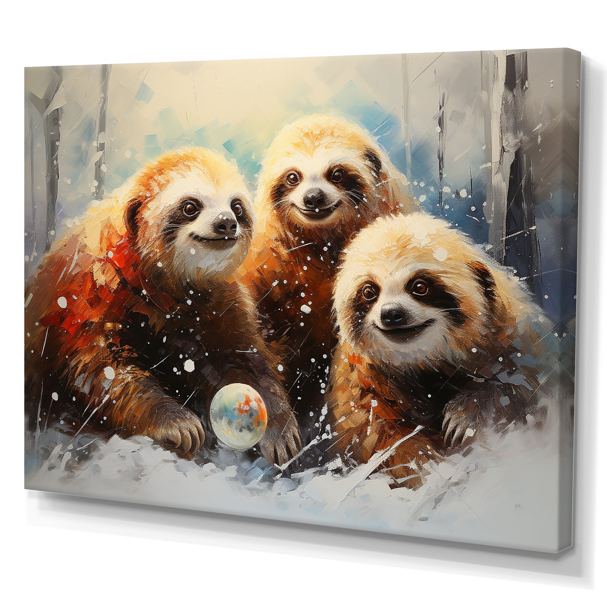 Brown Sloths winter - Brown Sloth Wall Art