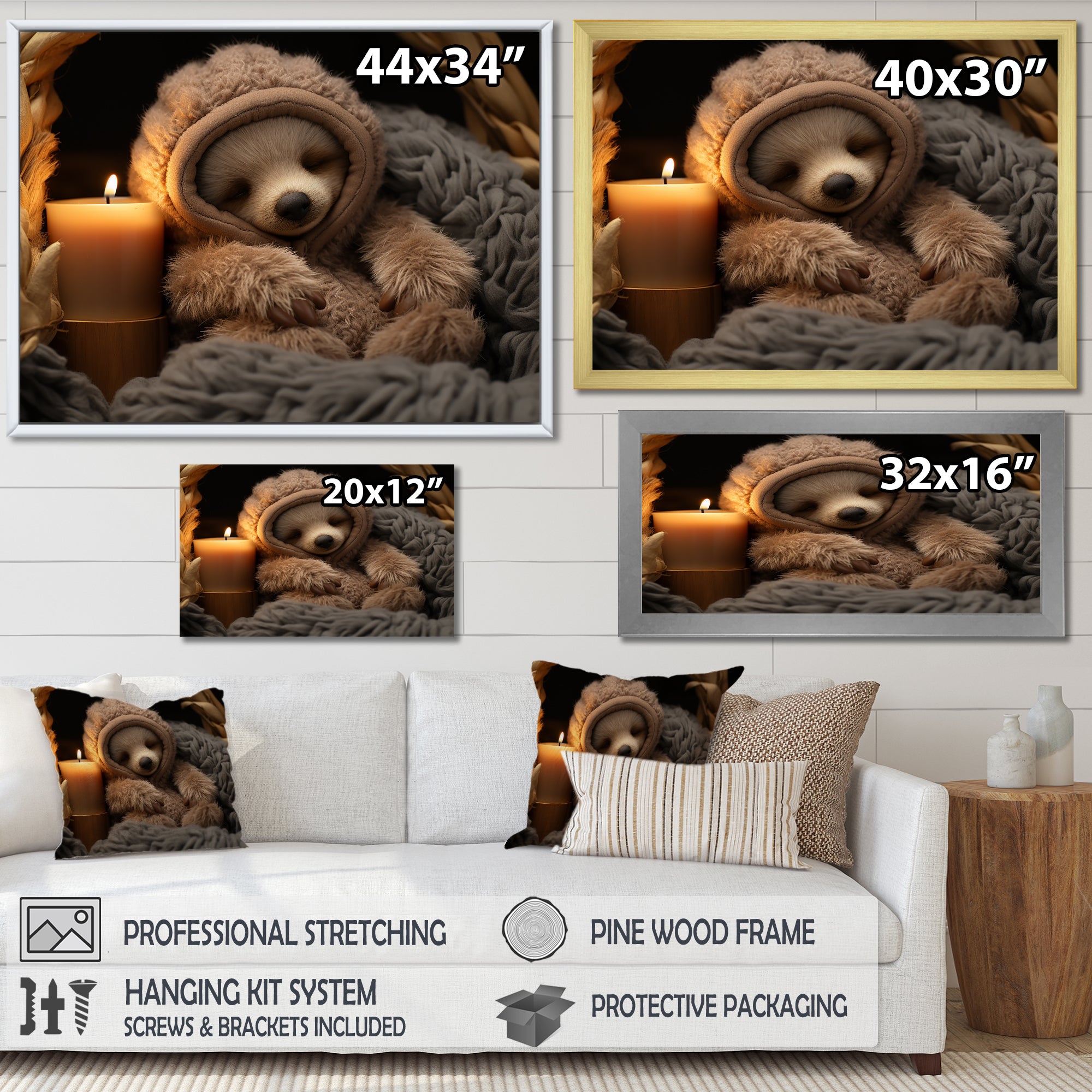 Brown Sloth Serenity sleep - Sloth Framed Canvas Art