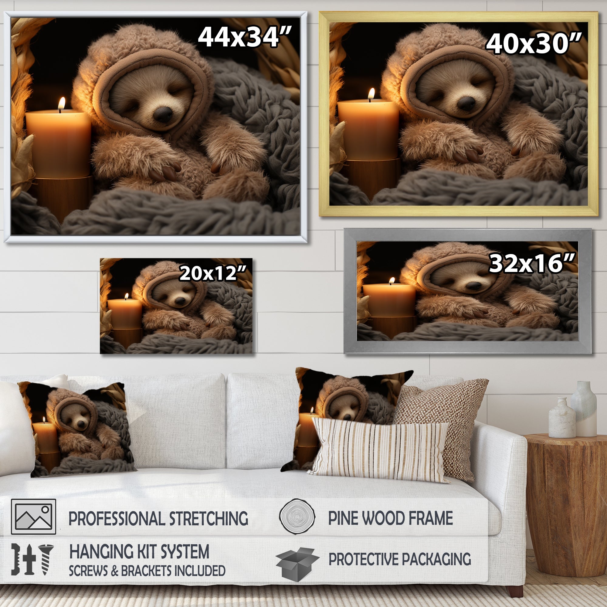 Brown Sloth Serenity sleep - Sloth Framed Canvas Art