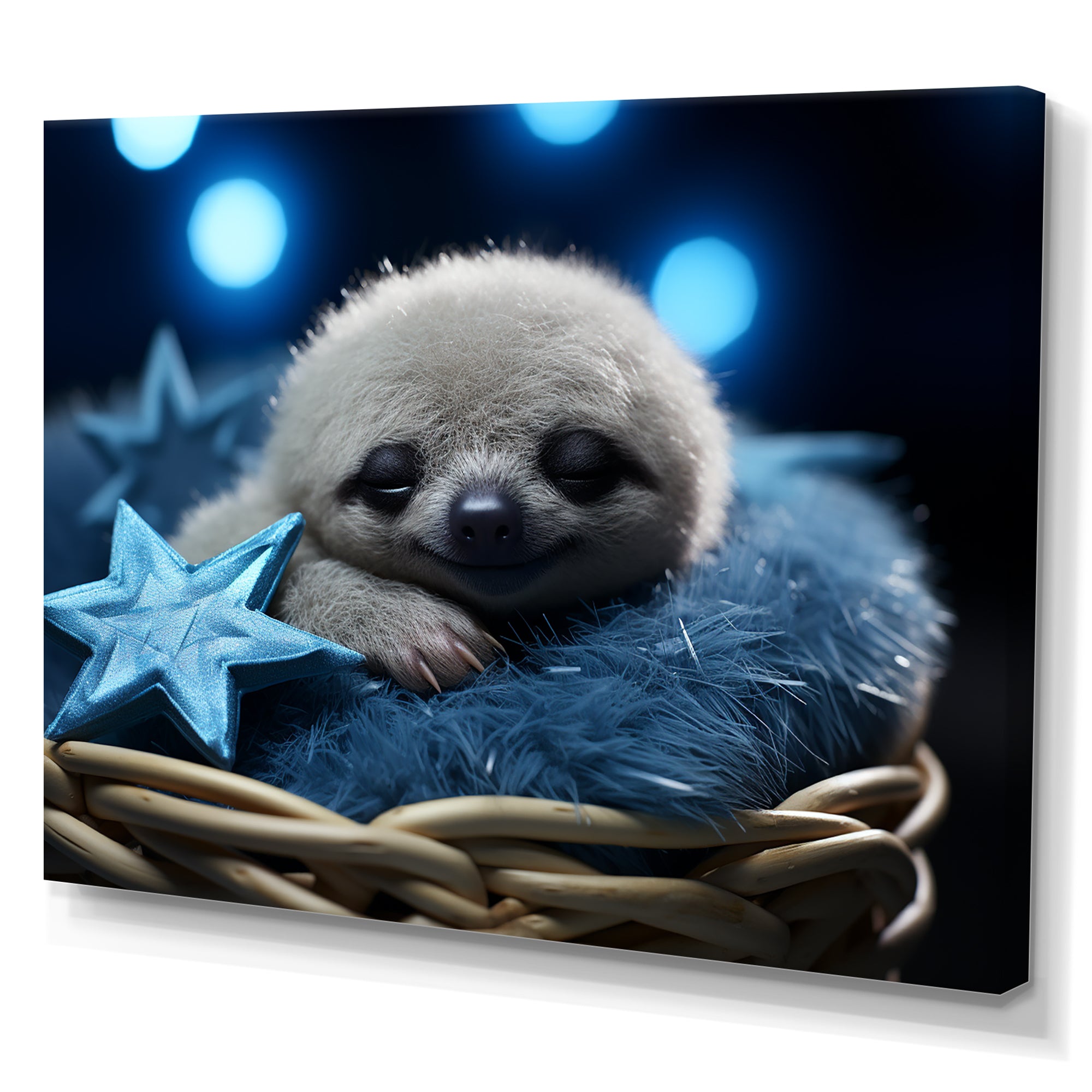 White and blue Sloth Serenity sleep - Sloth Home Decor Art