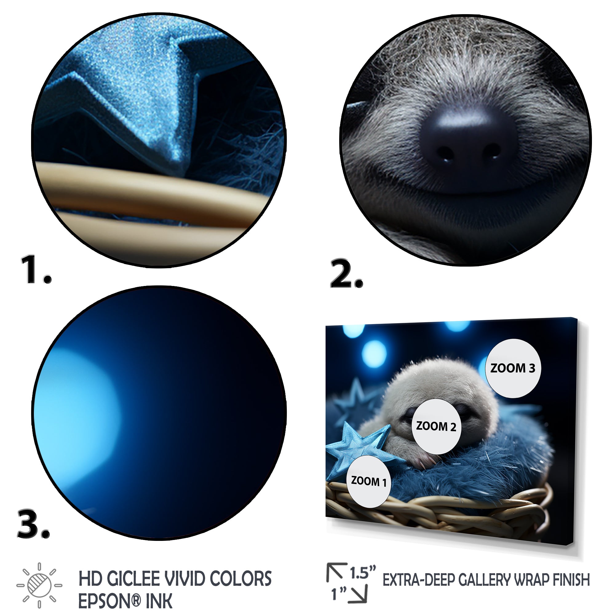 White and blue Sloth Serenity sleep - Sloth Home Decor Art