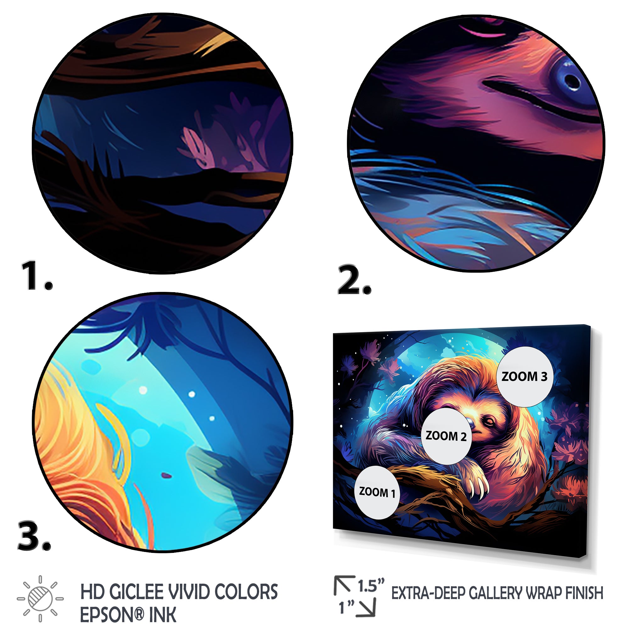 Blue and purple Sloth Serenity sleep - Sloth Living Room Wall Art
