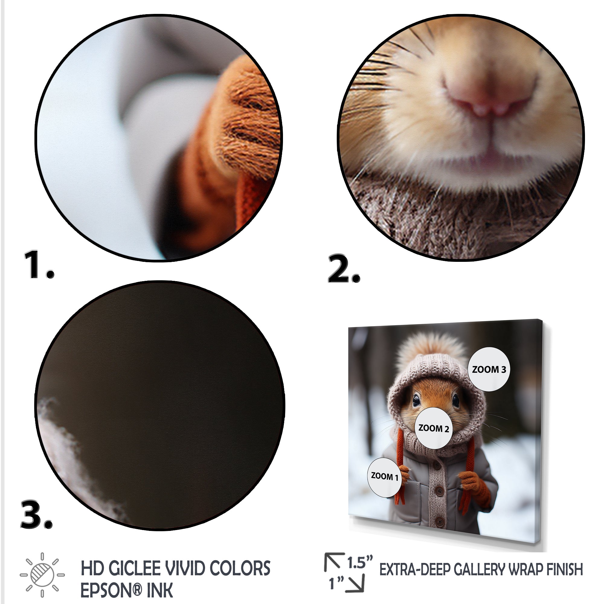 Squirrel with Hat in snow - Squirrel Canvas Wall Art