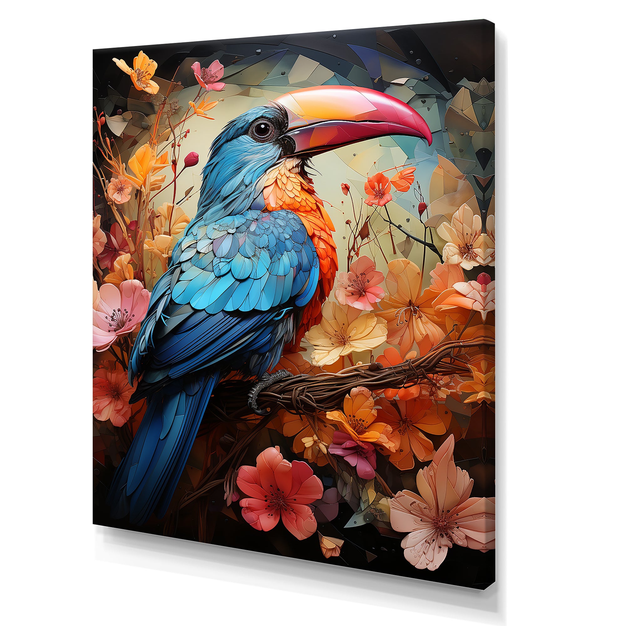 Blue and orange Toucan Treasures - Blue Toucan Wall Art