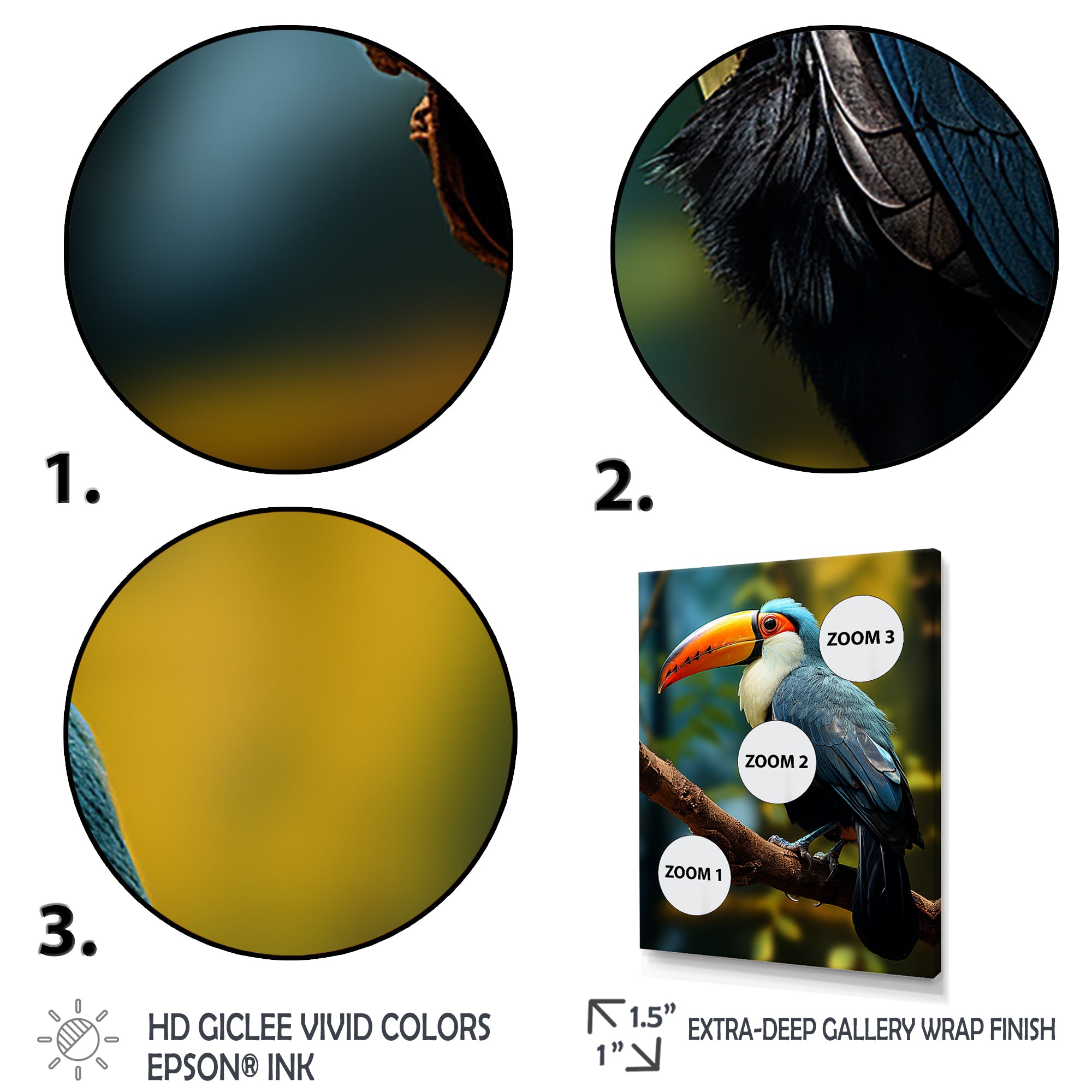 Blue and white Tropical Toucan jungle - Blue Toucan Wall Art