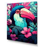 Pink and blue Tropical Toucans - Toucan Bedroom Wall Art