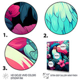 Pink and blue Tropical Toucans - Toucan Bedroom Wall Art