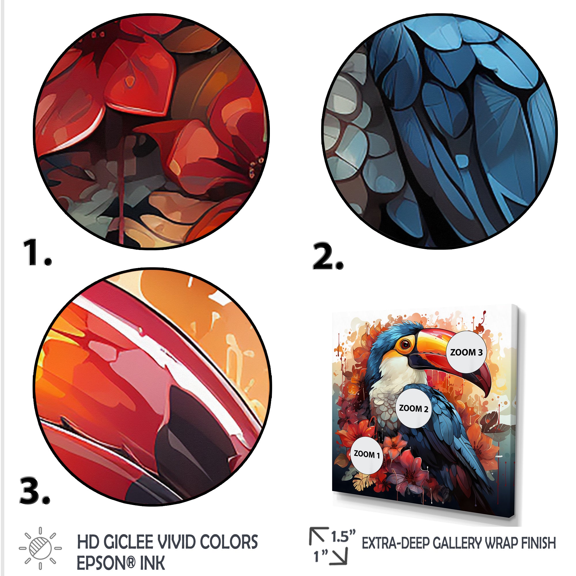 Blue and red Tropical Toucans - Toucan Canvas Wall Art