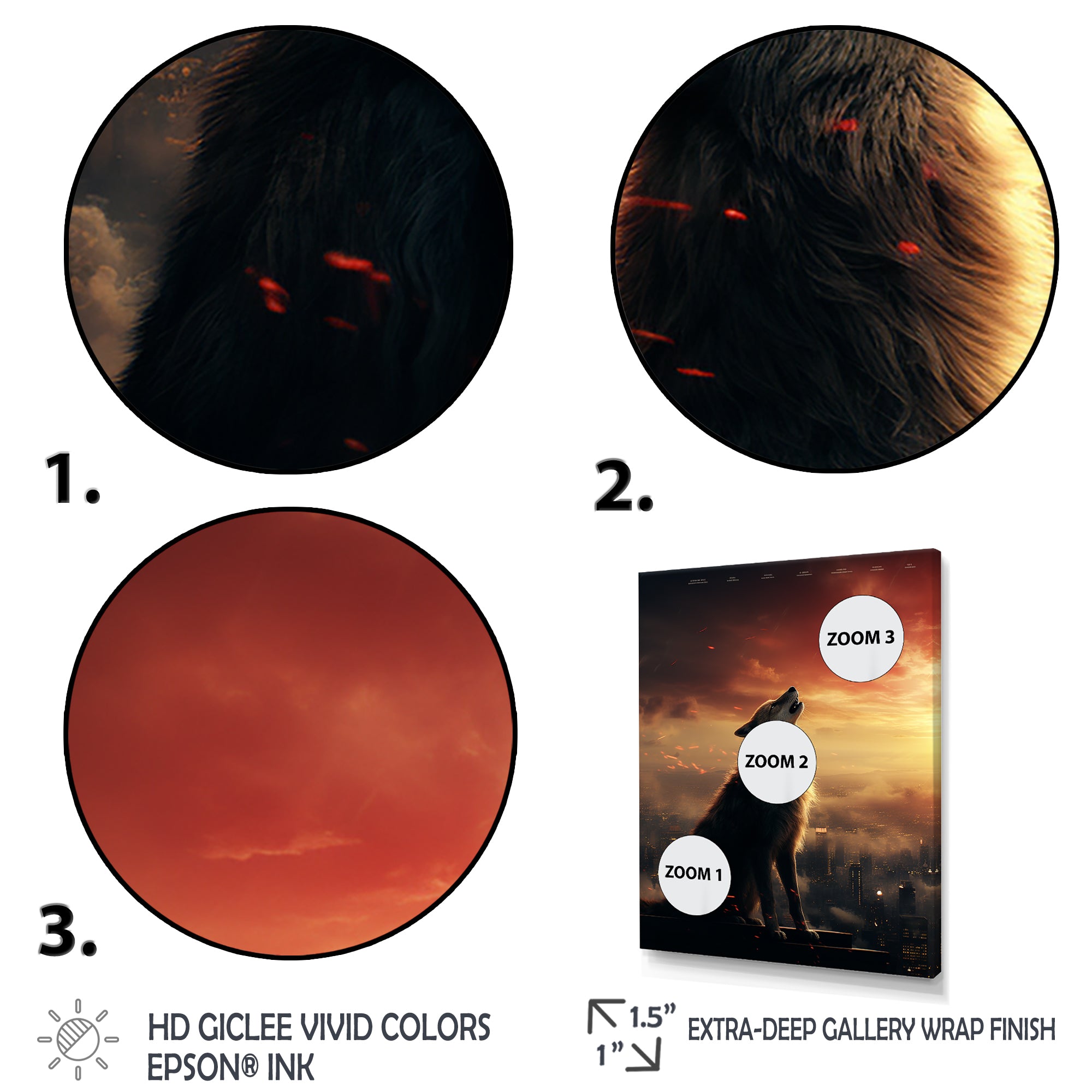 Yellow Howling wolf at sunset - Wolf Wall Decor