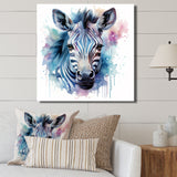 Blue and pink Zebra Savannah - Zebra Living Room Wall Art