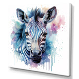 Blue and pink Zebra Savannah - Zebra Living Room Wall Art