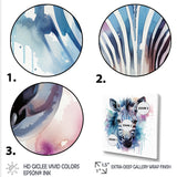 Blue and pink Zebra Savannah - Zebra Living Room Wall Art