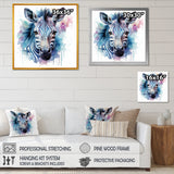 Blue and pink Zebra Savannah - Zebra Living Room Wall Art